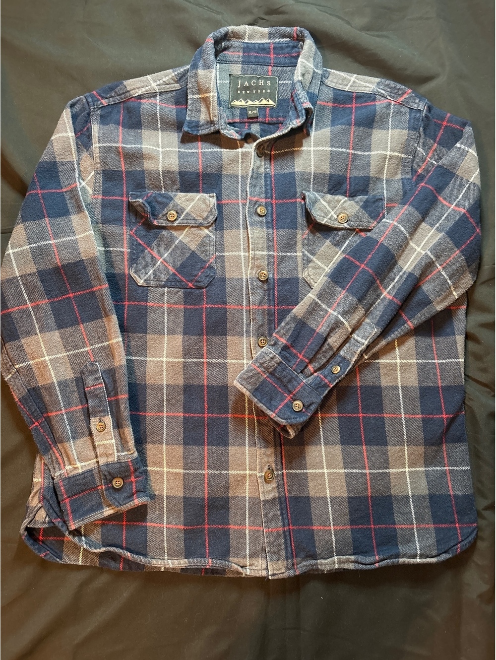 JACHS New York Heavyweight Flannel Shirt XL 100% Cotton Blue Plaid Shacket